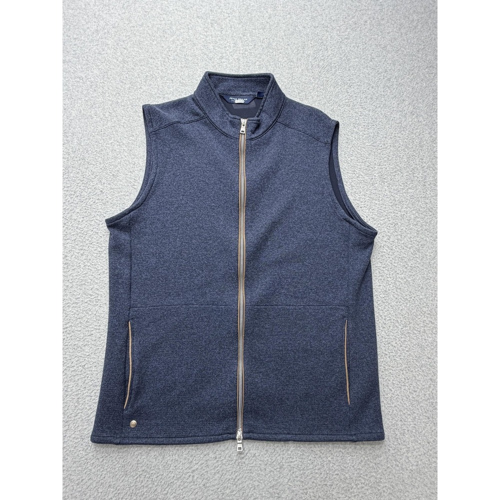 Peter Millar Match Vest Mens Large Blue Fleece Full Zip Golf Wicking Stretch